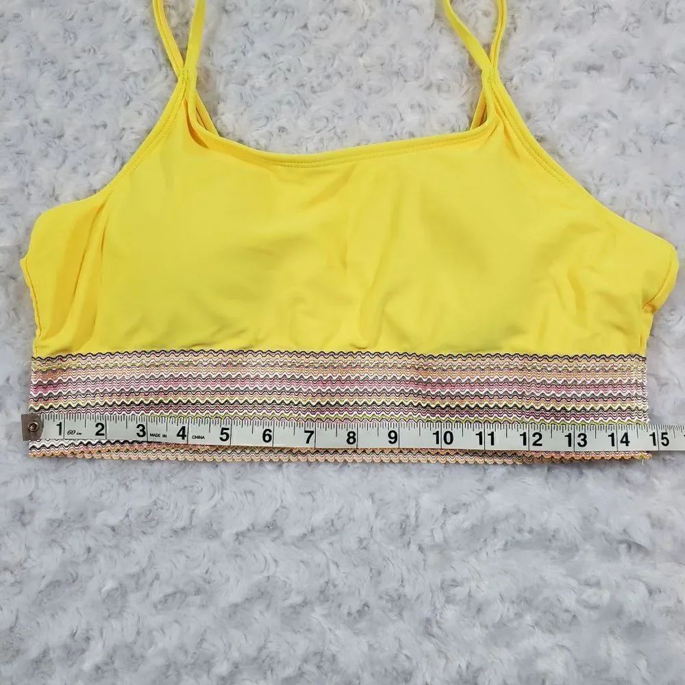 XL Yellow swimsuit top with multicolored elastic band